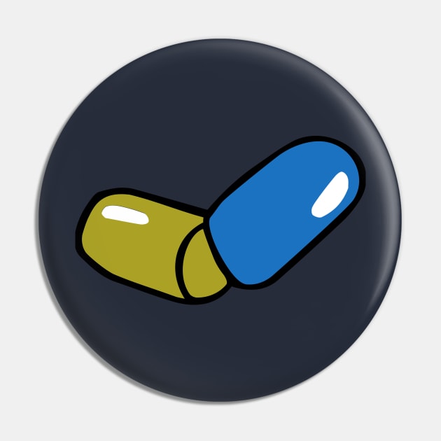 PILL BLUE YELLOW Pin by CharlieCreator