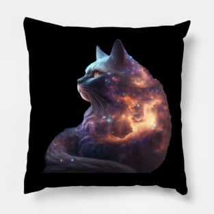 Galaxies, Nebulae and Stars in Cat Shape Pillow