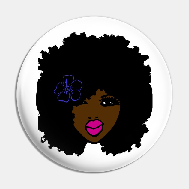 BrownSkin Curly Afro Natural Hair💋💋 PinkLips TShirt Pin by EllenDaisyShop