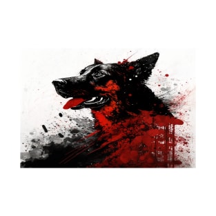 Abstract Splash Painting Of A Dog In Black And Red Colours T-Shirt