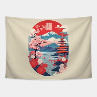 Vintage Travel Japan Design Tapestry