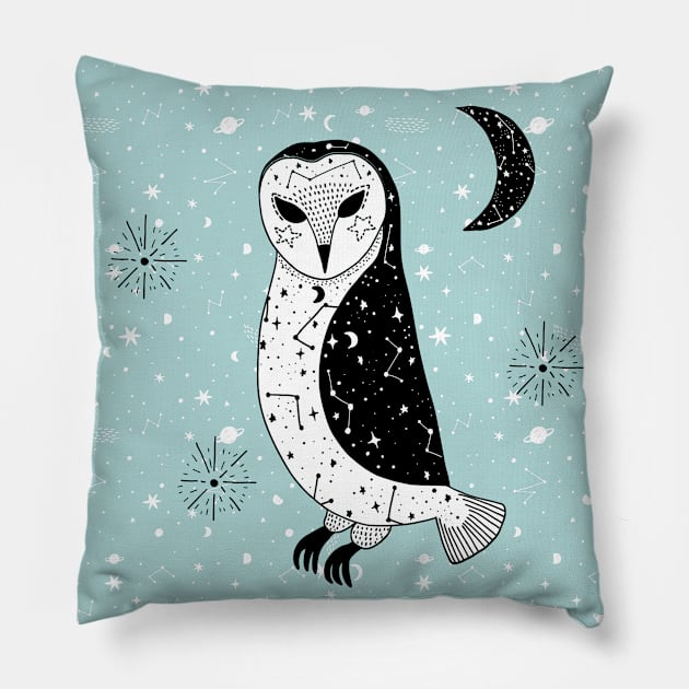 Cosmic Owl Print Pillow by Amanda Jane
