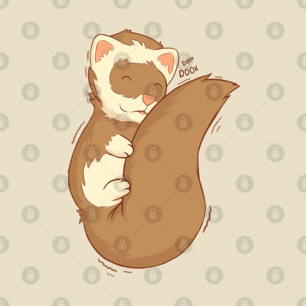 cute ferret hugging his long fluffy tail by A Comic Wizard