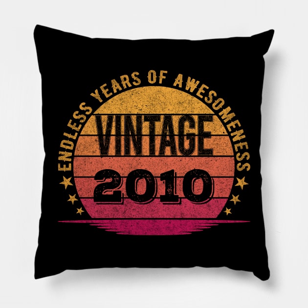 Vintage 2010 12th Birthday Gift Idea 12 Years Old Pillow by mahmuq