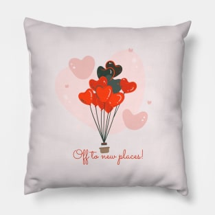 Off To New Places: Hot Air Balloon of Hearts Pillow