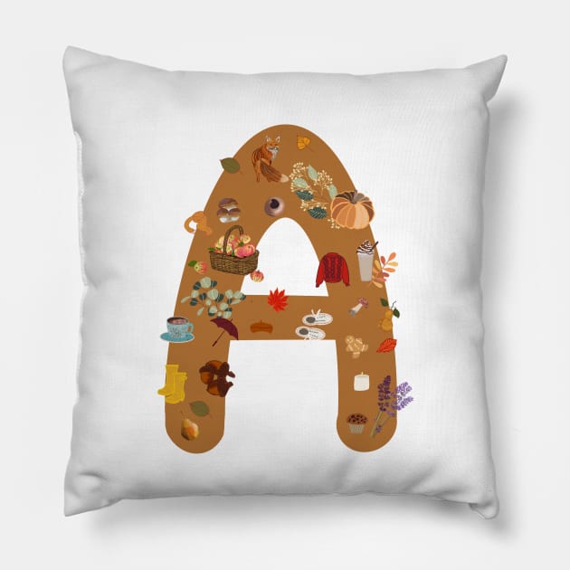 Letter A autumn design fall Pillow by Nastya Li