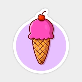 Ice Cream Cone Cartoon Vector Icon Illustration (6) Magnet