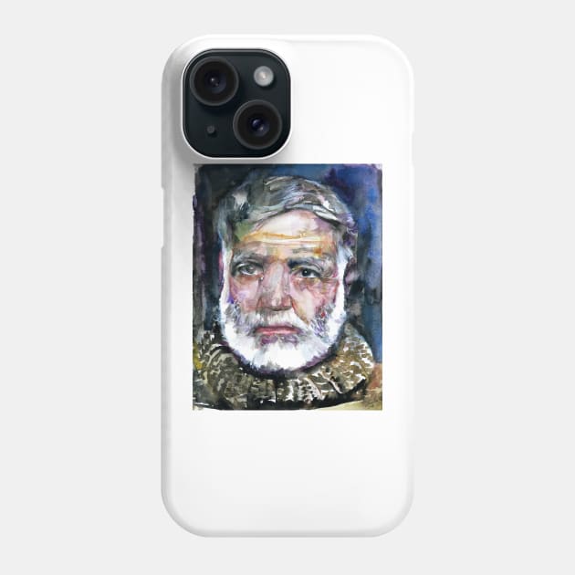 ERNEST HEMINGWAY watercolor portrait .1 Phone Case by lautir