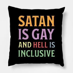 Funny Hail Gay Satan and Hell Is Inclusive - LGBT Pride Baphomet Pillow