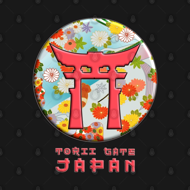 Torii Traditional Japanese Gate Buddhist Symbol Floral Pattern Chrysanthemum Cherry Blossom 60 by dvongart