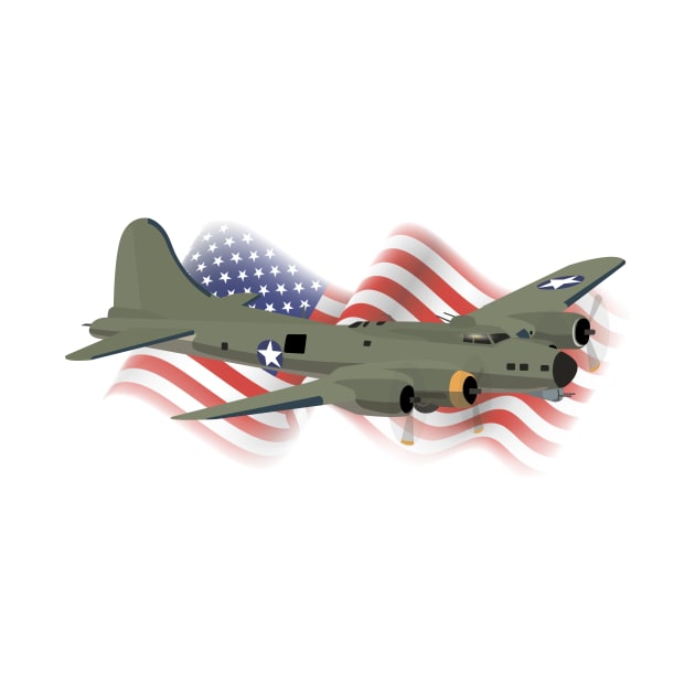 Patriotic B-17 Flying Fortress WW2 Heavy Bomber by NorseTech