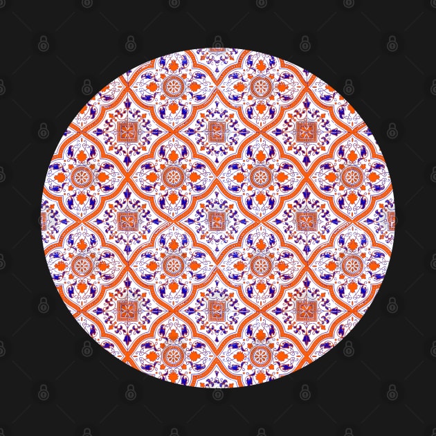 Arabic Orange and indigo Moroccan Pattern (Decorative Border) by The Ministry of Fashion Prints