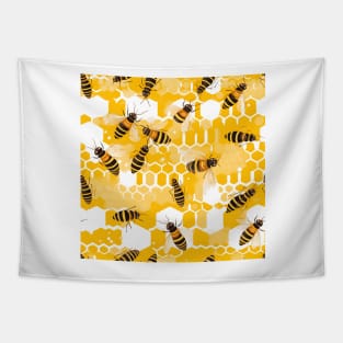 Honeycomb and Bee Pattern 15 Tapestry