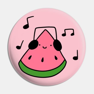 Watermelon Slice with Headphones Pin