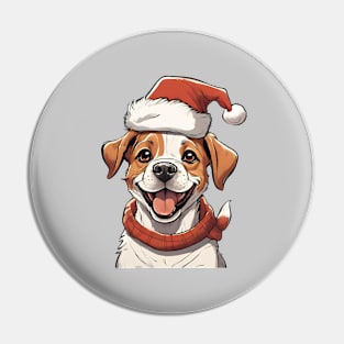 Cute Puppy Dog wearing Christmas Hat Pin