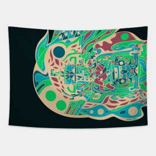 palenque in space with mayan astronaut ecopop Tapestry