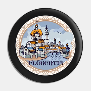 Florence city hand draw medieval illustration Pin