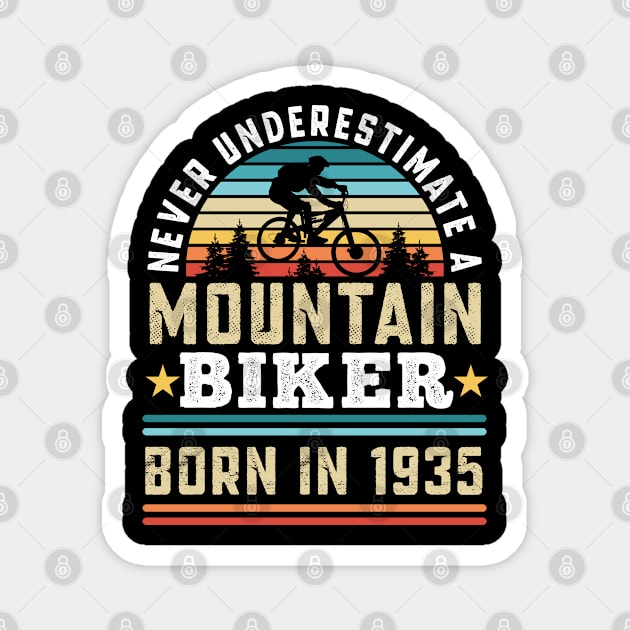 Mountain Biker born 1935 90th Birthday Gift MTB Magnet by qwertydesigns