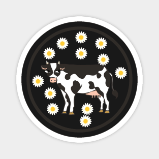 Cow With Daisy Magnets stickers Magnet