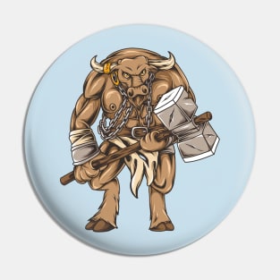 Minotaur carrying hammer Pin