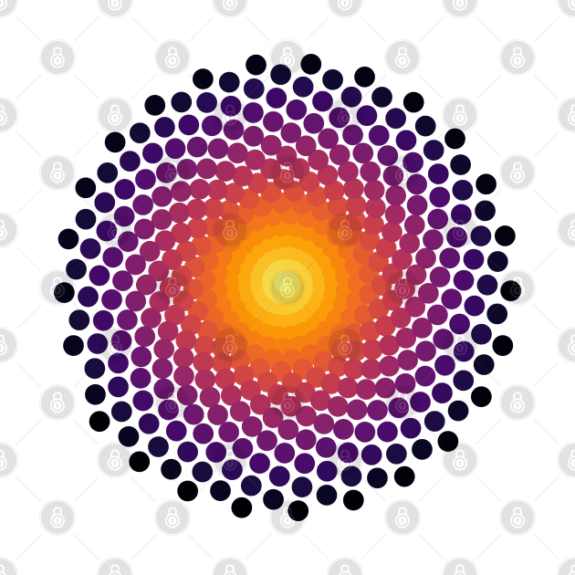 Dot Mandala | Dark Volcano Yellow Red Black by aRtVerse