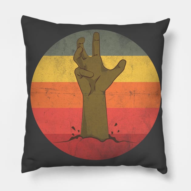 Halloween Zombie Retro Vintage Design Pillow by Happy as I travel