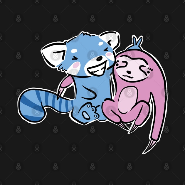 Blue Red Panda and Pink Sloth are Best Friends by SubtleSplit