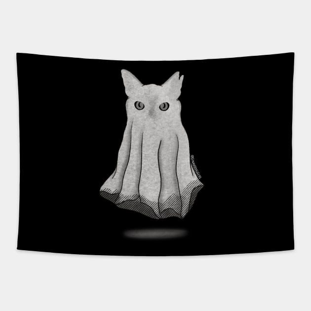 Ghost Cat Tapestry by Maddy Young