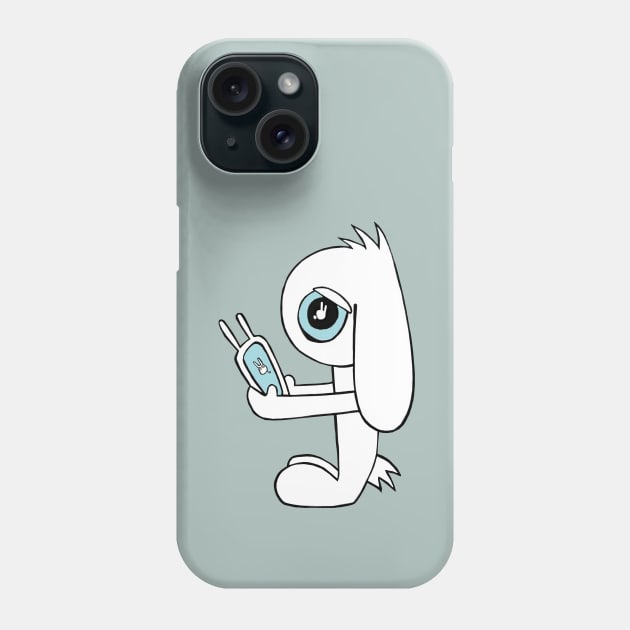 Tech Addict Lop Bunny with Ear Mobile Phone Phone Case by badlydrawnbabe