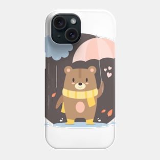 Lovely Bear In Rain Day Phone Case