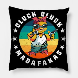 Chick Chicken Rooster MADAFAKAS Retro Vintage Pillow