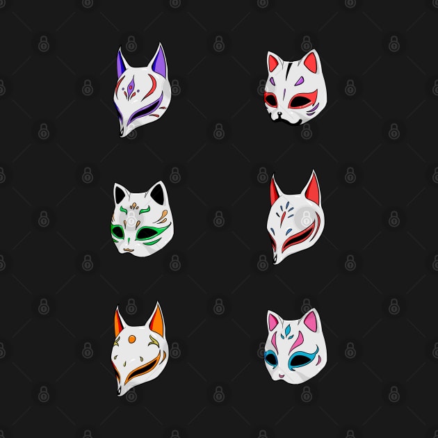 Kitsune neko mask colorful by Mang Kumis