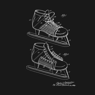 Hockey Shoe Vintage Patent Drawing Funny Novelty T-Shirt