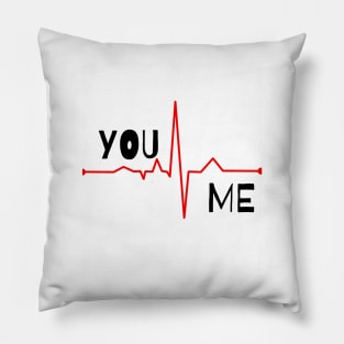 You and Me Heartbeat Design Pillow