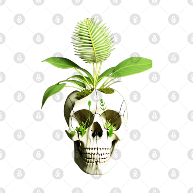 skull with plant by BeeFlash