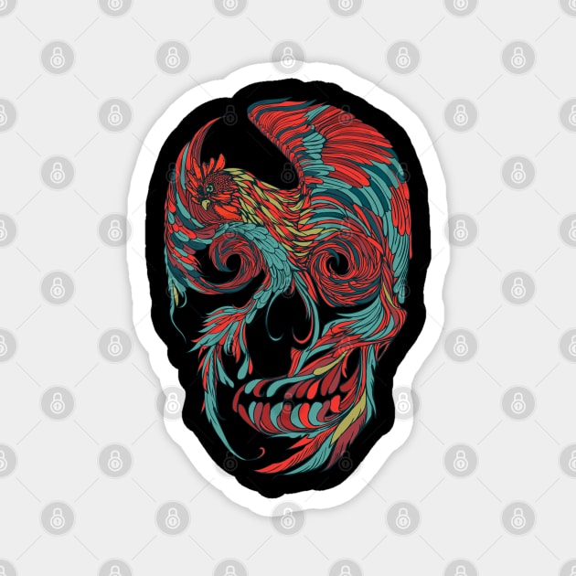 Rooster Skull Magnet by huebucket