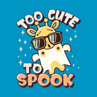 Too Cute To Spook Little Giraffe Ghost Funny Joke Halloween T-Shirt