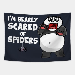 Bearly scared of spider (on dark colors) Tapestry