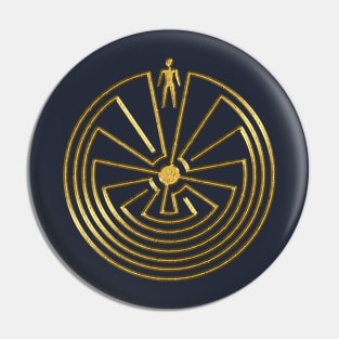 Native American Symbol - Man In The Maze - Gold Pin