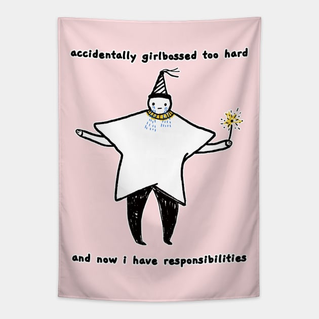 girlbossed too hard Tapestry by hunnydoll