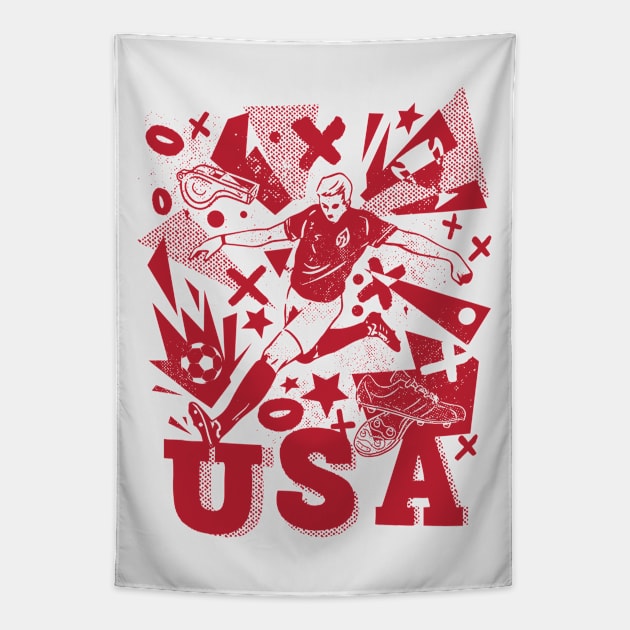 Vintage United States Soccer Player 2022 Tapestry by SLAG_Creative