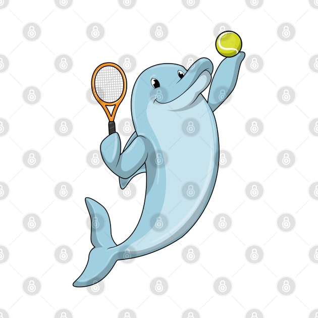 Dolphin at Tennis with Tennis racket by Markus Schnabel