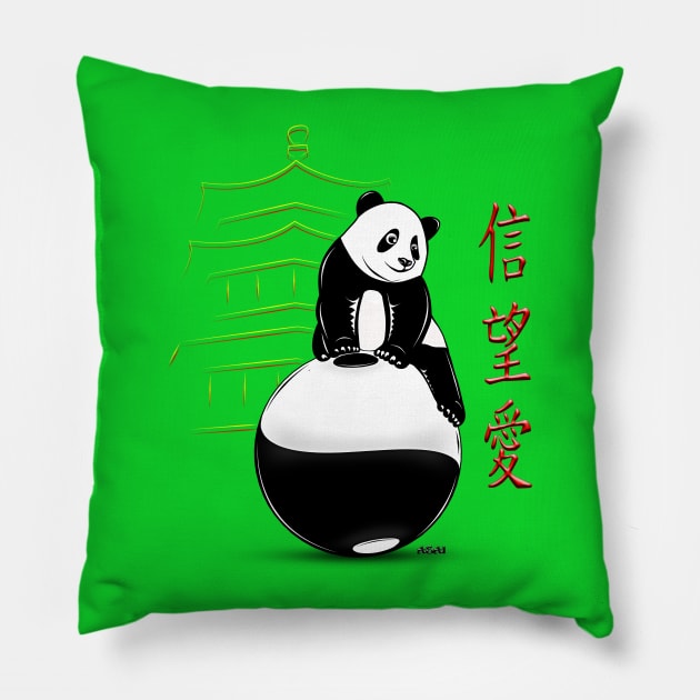 Panda Yin & Yang Pillow by asaiphoto