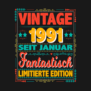 Januar 1991 Vintage Fantastisch 33 Jahren Mann Frau Geburtstag T-Shirt