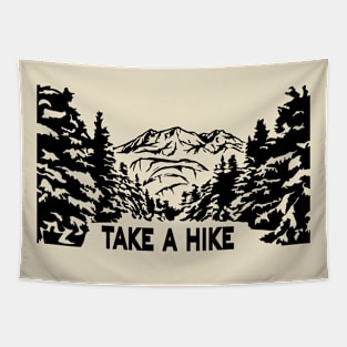 Take a Hike monochrome mountain landscape Tapestry