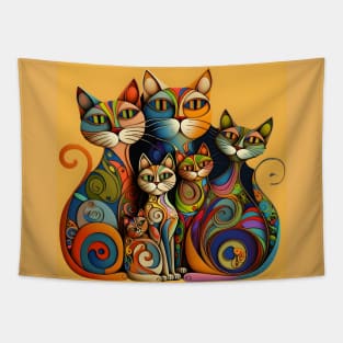 Psychedelic Cats Tapestry