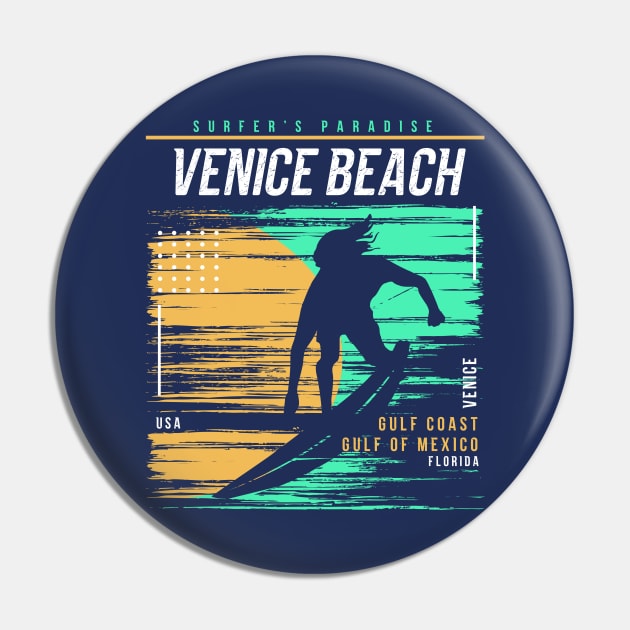 Retro Surfing Venice Beach, Florida // Vintage Surfer Beach // Surfer's Paradise Pin by Now Boarding