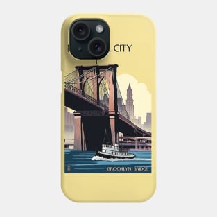 Vintage Travel Poster - Brooklyn Bridge Phone Case