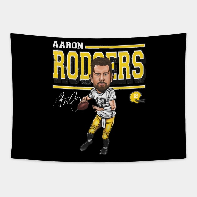 Aaron Rodgers Green Bay Cartoon Tapestry by MASTER_SHAOLIN