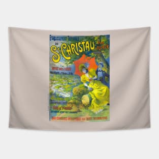 St Christau par Oloron France Vintage Poster 1900 Tapestry